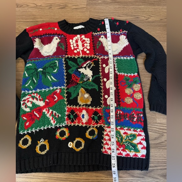 Casual Corner Black Multicolor Patchwork Sweater - Picture 2 of 7